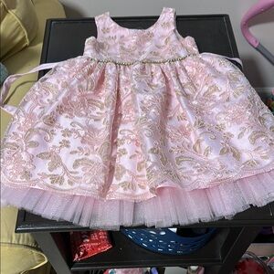 American Princess A-line Sleeveless Pink and Gold Dress